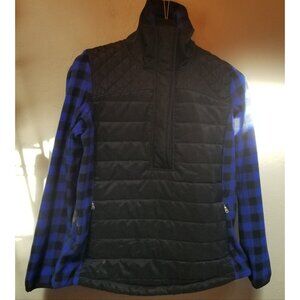 LRL Active Ralph Lauren Womens Half Zip Puffer Jacket Flannel Black Petite Large